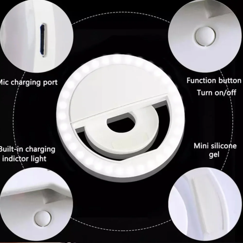 Clip on 36 led 3 Dimmable Modes Rechargeable Mini LED Custom Camera Lights Selfi